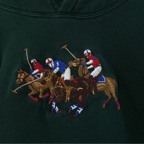 Polo Ralph Lauren 3T Kids Equestrian Triple Pony Hoodie Classic Green Sweater - Picture 14 of 16